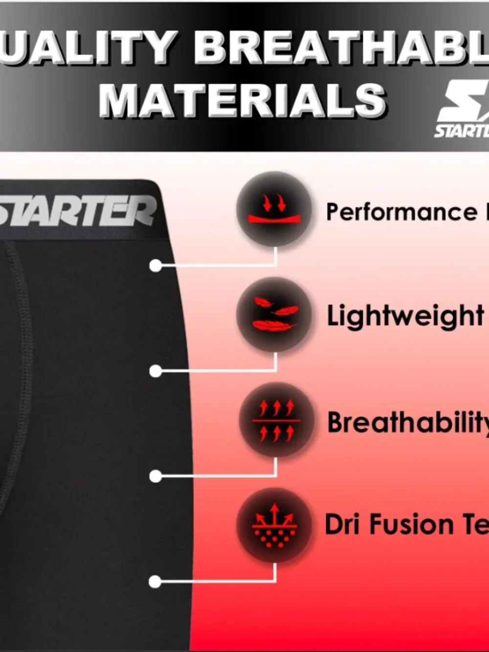 NEW Starter Men’s Active Performance Boxer Briefs Underwear 6 Pack Set of 6 S Si